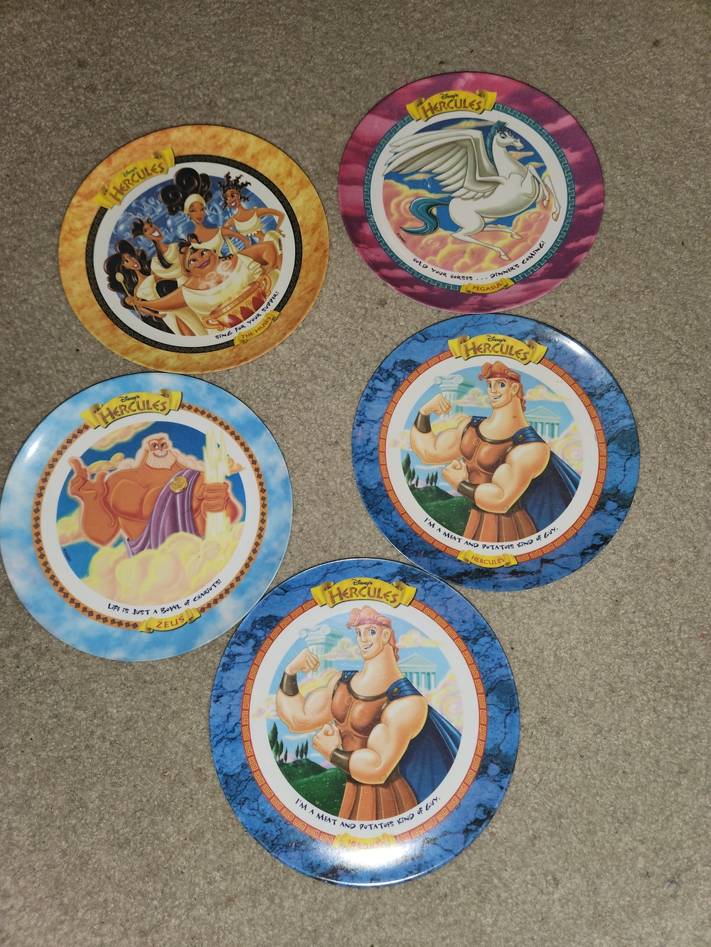 Disney Hercules Disposable Party Plates - Blue, Yellow, Pink, Orange